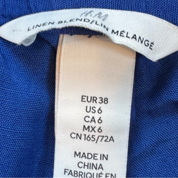 H&M Blue High Waist Linen Blend Shorts - Picture 4 of 4